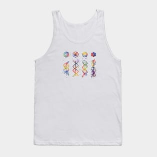 DNA Helix A-B-C-Z Colorful Watercolor Tank Top